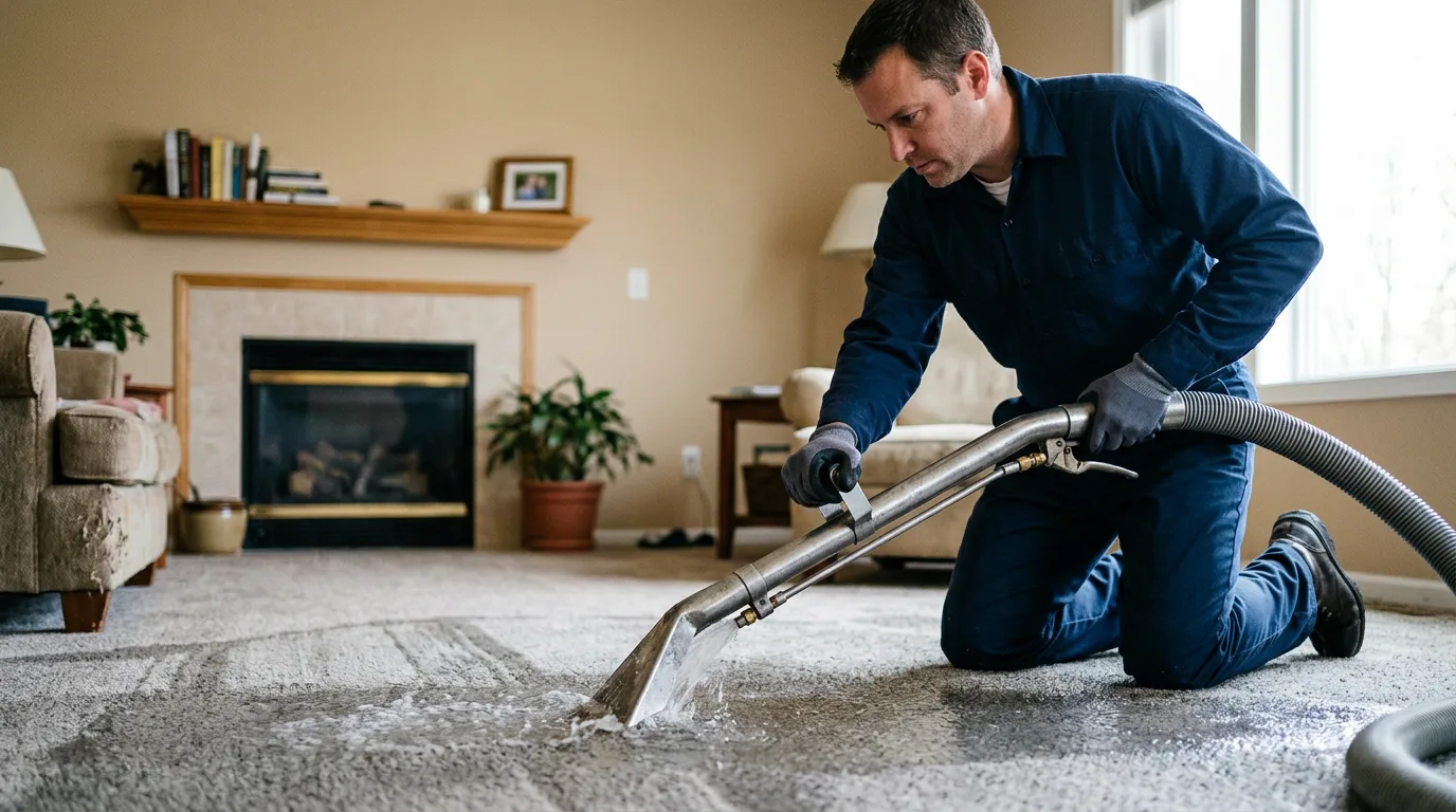 Water damage restoration technician working near Campbell, NY